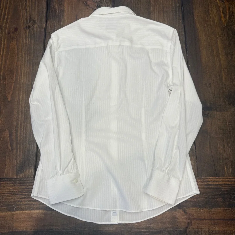Brooks Brothers Fitted Stretch Classic White Pinstripe Button Down Women Size 4 - Picture 6 of 6